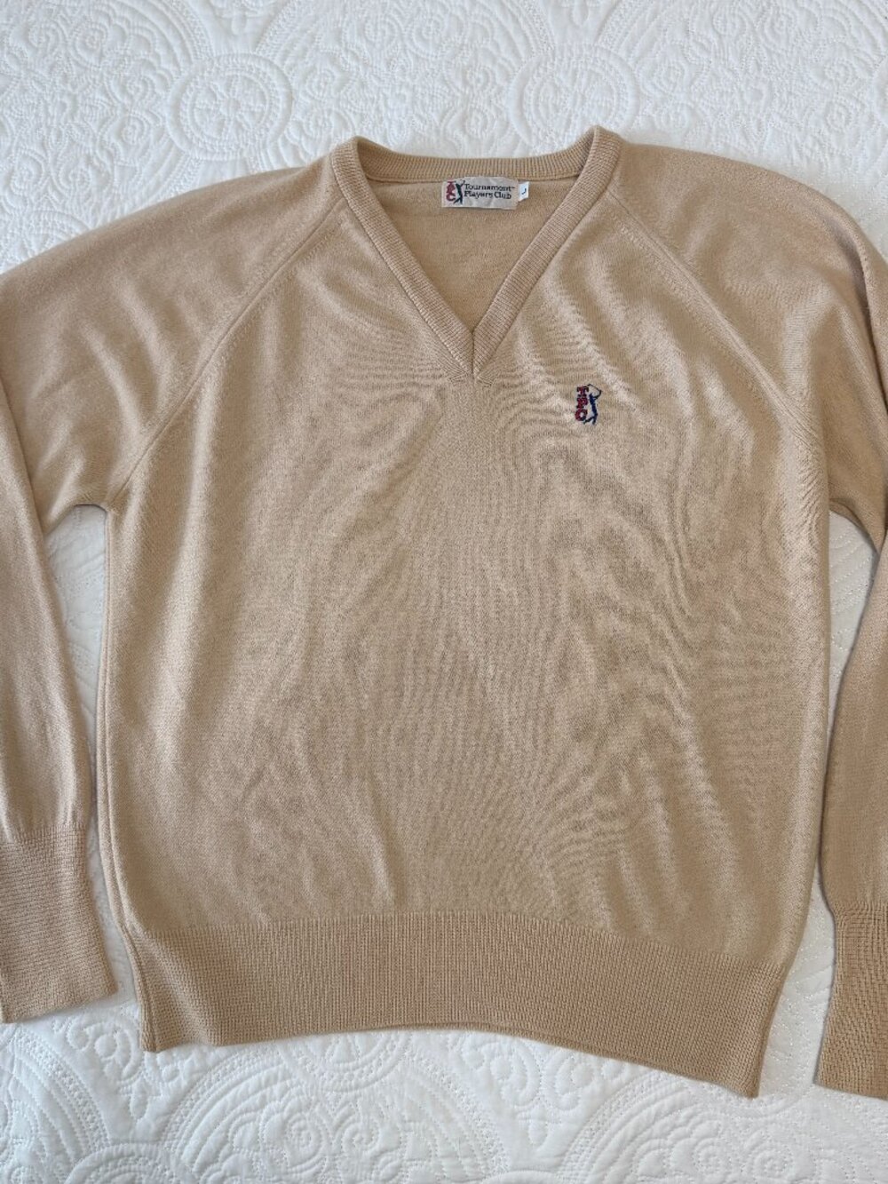 Get Masters ready with this Vintage TPC Golf sweater in khaki.
